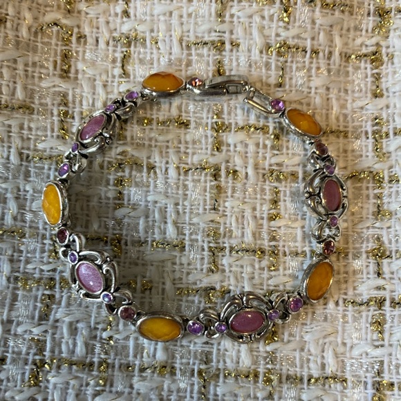 ☃️ Pastel Lavender and Orange Silver tone Bracelet - Picture 2 of 4